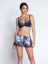 Model wearing 'Déesse Désirs' Midnight Blue Padded Plunge Bra, by Lise Charmel.