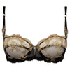'Deesse en Glam' Half Cup Bra in black and gold by Lise Charmel (pack shot, front).