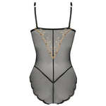 Deesse en Glam' Bodysuit with Contour Bra in black and gold by Lise Charmel (pack shot, back).