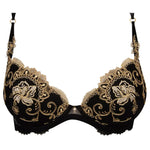 'Deesse en Glam' Contour Bra in black and gold by Lise Charmel (pack shot, front).