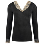 Deesse en Glam' Long-Sleeved Top in black and gold by Lise Charmel (pack shot, front).