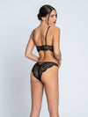 Model wearing 'Desirs de Venise' Black Italian Brief, by Lise Charmel (back view).