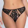 Model wearing 'Desirs de Venise' Black Italian Brief, by Lise Charmel (front view).