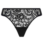 'Desirs de Venise' Black Sexy Thong, by Lise Charmel (pack shot, front view).