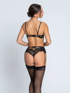 Model wearing 'Desirs de Venise' Black Suspender/Garter Belt, by Lise Charmel (back view).