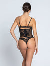 Model wearing Lise Charmel 'Desirs de Venise' Black Waspie (back view).