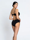 Model wearing 'Desirs de Venise' Black 3-Part Full Cup Bra, by Lise Charmel (back view).