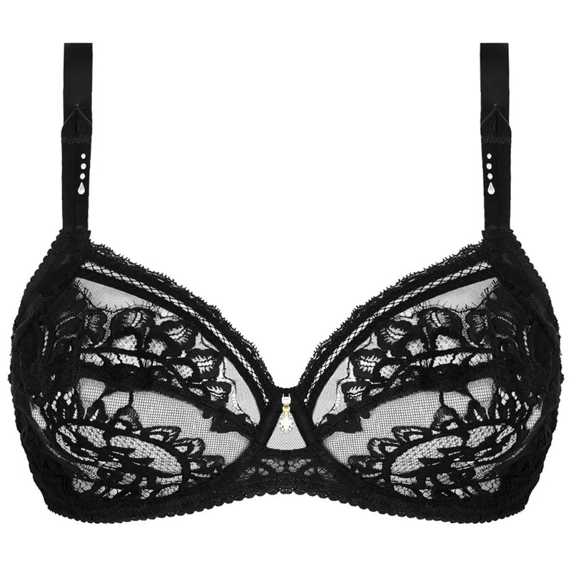 'Desirs de Venise' Black 3-Part Full Cup Bra, by Lise Charmel (pack shot, front view).