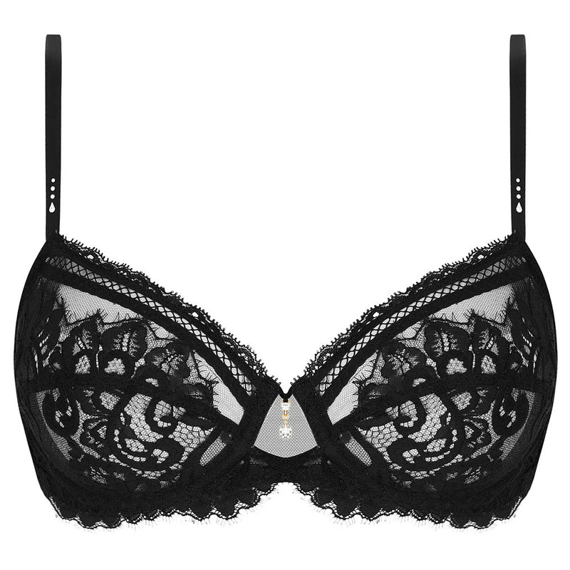 'Desirs de Venise' Black Full Cup Bra, by Lise Charmel  (pack shot, front view).