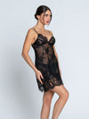 Model wearing 'Desirs de Venise' Black Sexy Nightie, by Lise Charmel (side view).