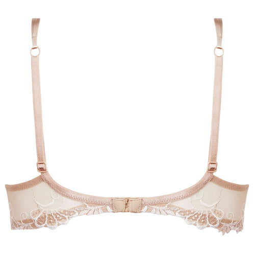 Lise Charmel 'Dressing Floral' Beige Smooth Cup Padded Plunge Bra (pack shot, back).