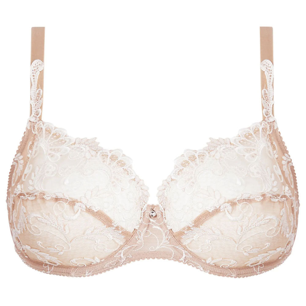 Lise Charmel 'Dressing Floral' Beige 3-Part Full Cup Bra (pack shot, front).