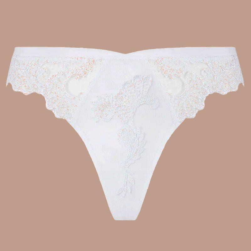 Lise Charmel 'Dressing Floral' White Thong (pack shot, front).