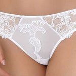 Model wearing Lise Charmel 'Dressing Floral' White Italian Brief (detail).