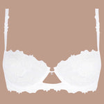 Lise Charmel 'Dressing Floral' White Half Cup Bra (pack shot, front view).