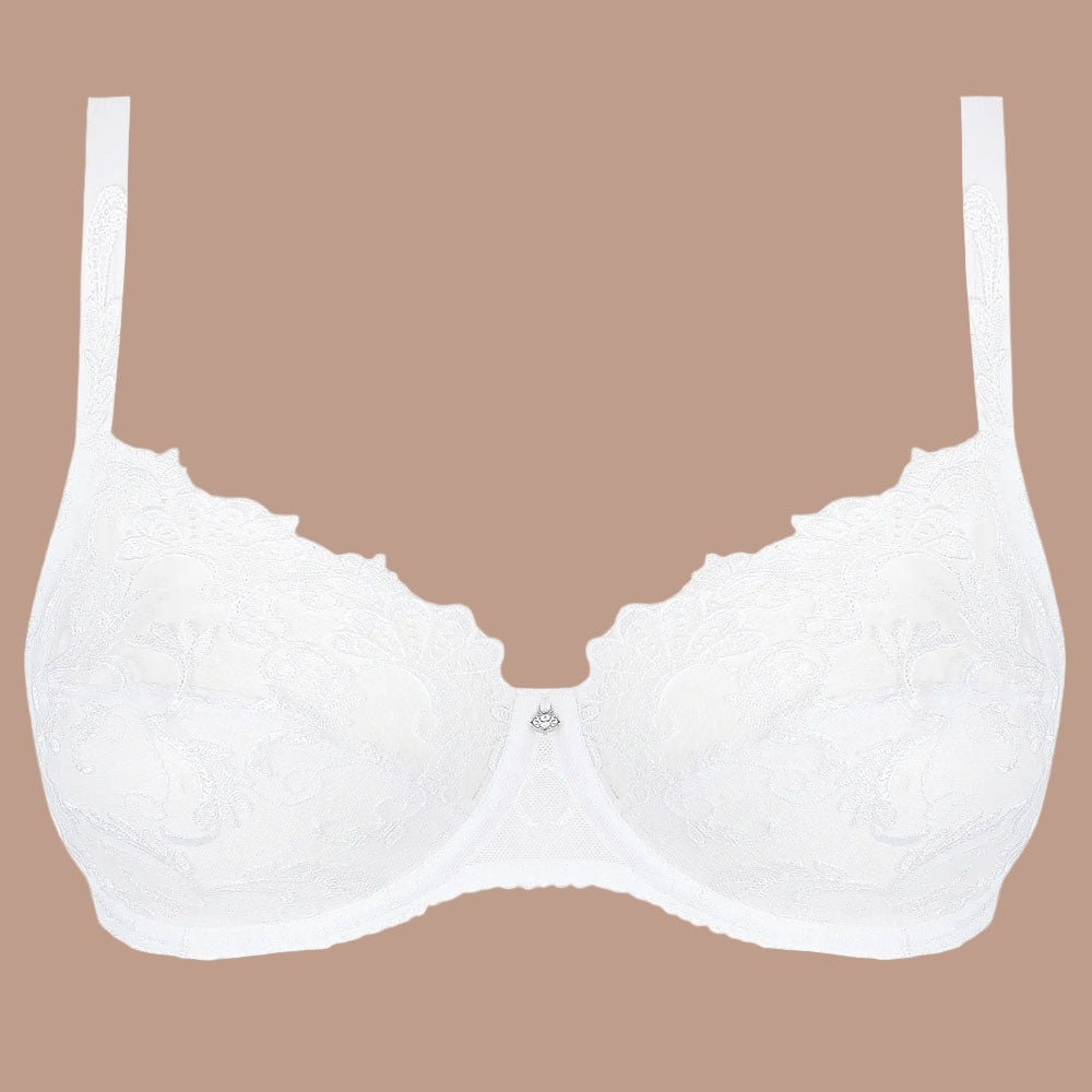 Lise Charmel 'Dressing Floral' White 3-Part Full Cup Bra (pack shot, front).