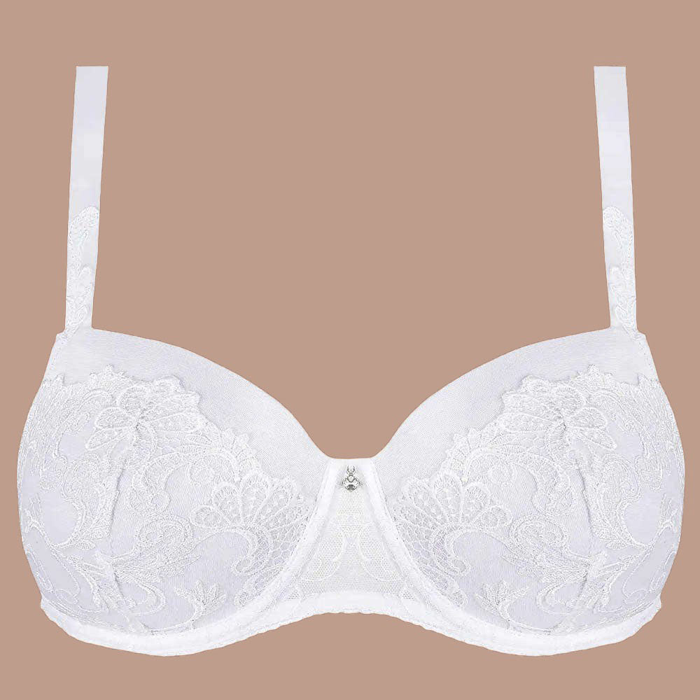 Lise Charmel 'Dressing Floral' White Padded Contour Bra (pack shot, front).