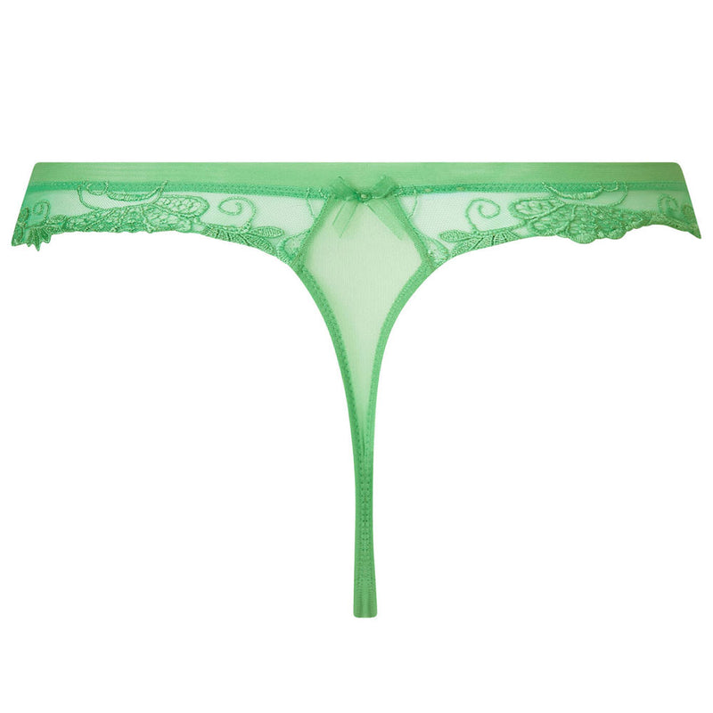 'Dressing Floral' Thong in Dressing Emeraude (Green), by Lise Charmel (pack shot, back).
