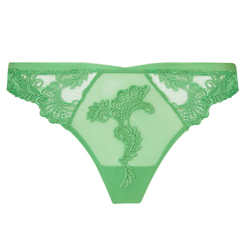 'Dressing Floral' Thong in Dressing Emeraude (Green), by Lise Charmel (pack shot, front).
