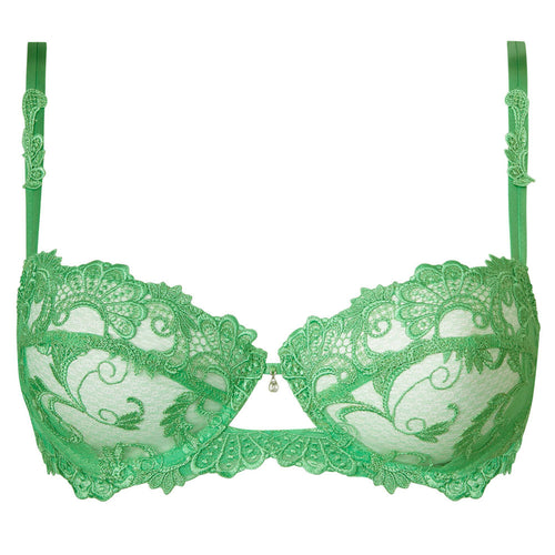 'Dressing Floral' Half Cup Bra in Dressing Emeraude (Green), by Lise Charmel (pack shot, front).