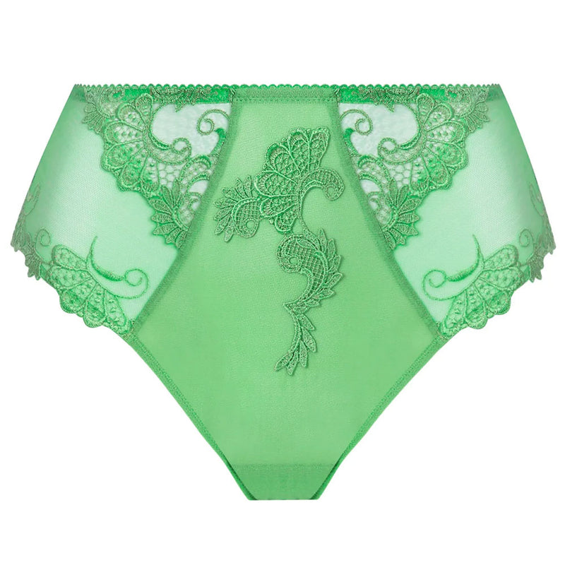 'Dressing Floral' Green High Waist Full Brief, by Lise Charmel (pack shot, front).