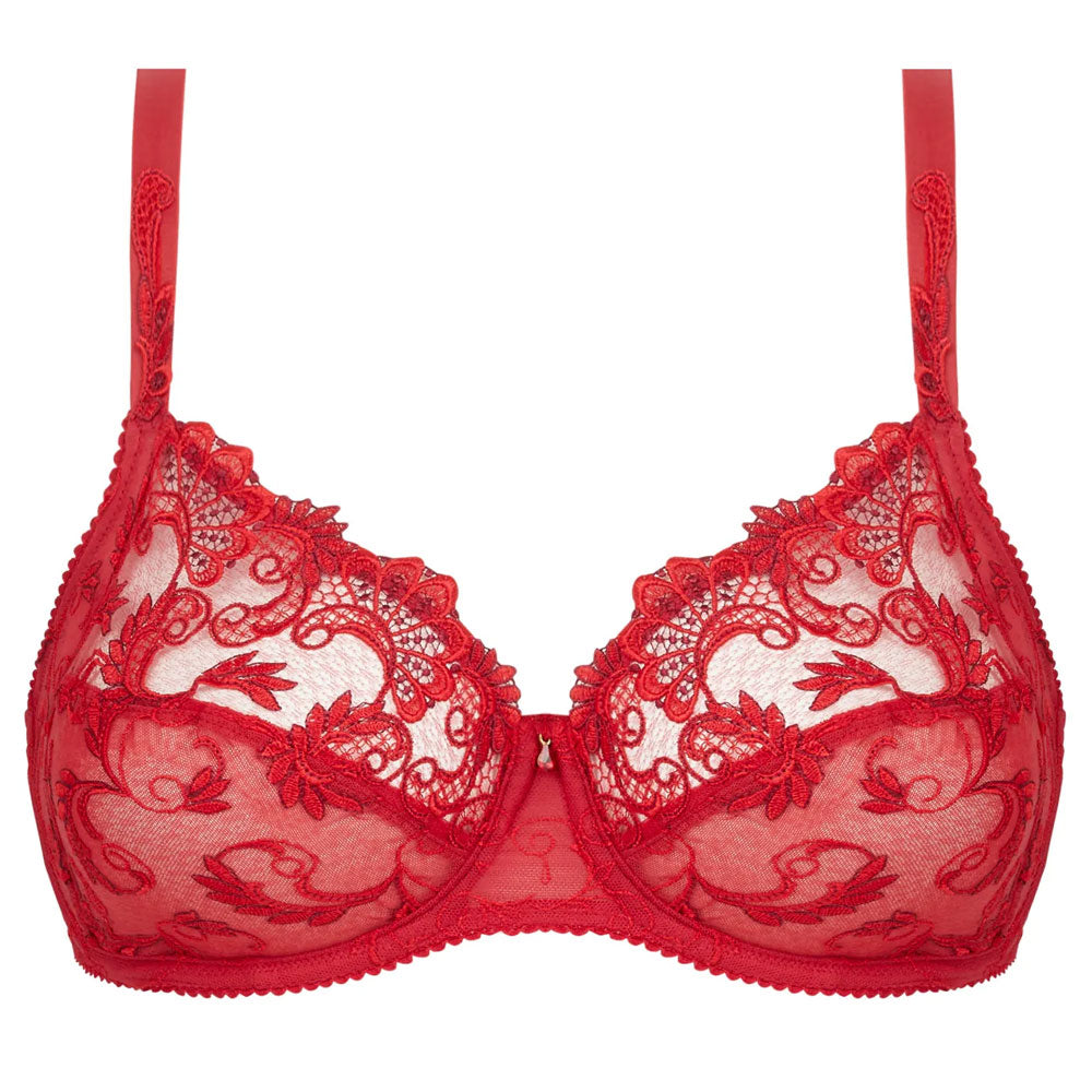 Lise Charmel 'Dressing Floral' Red 3-Part Full Cup Bra (pack shot, front).