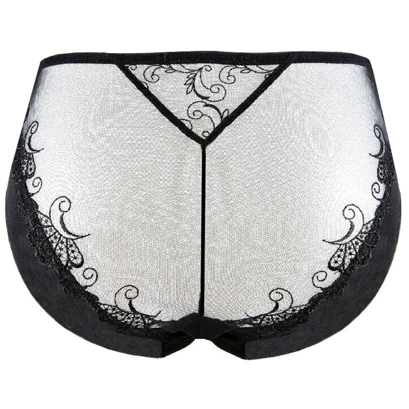 Lise Charmel 'Dressing Floral' (Noir) Full Brief/Retro Brief (pack shot, back).