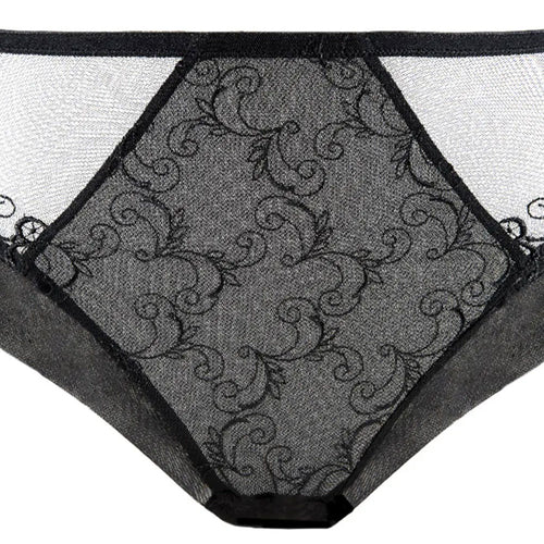 Lise Charmel 'Dressing Floral' (Noir) Full Brief/Retro Brief (pack shot, front detail).