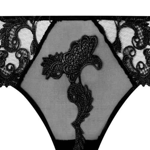 Lise Charmel 'Dressing Floral' Black Italian Brief (pack shot, front detail).