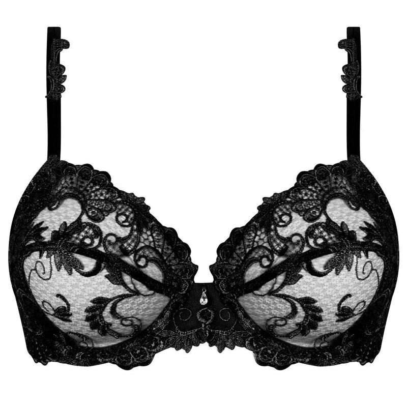 Lise Charmel 'Dressing Floral' Black Full Cup Bra (pack shot, front).