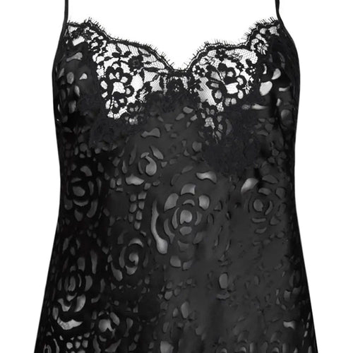 Lise Charmel 'Dressing Floral' Black Silk Camisole (pack shot, front detail).