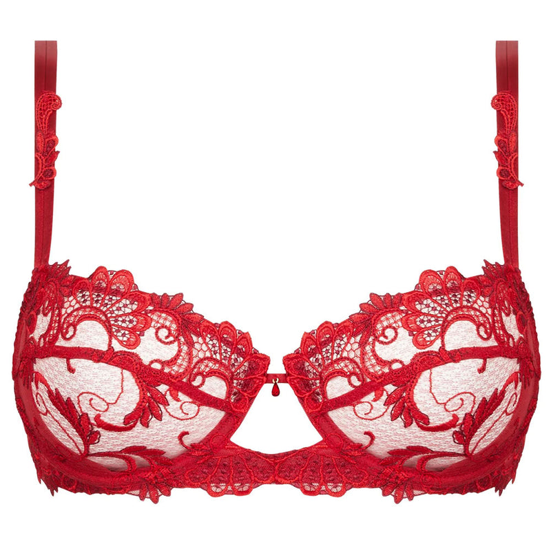 Lise Charmel 'Dressing Floral' Red Half Cup Bra (pack shot, front).