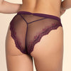 Model wearing 'Élégance Artist' Plum Purple Italian Brief, by Lise Charmel (back view, close up).