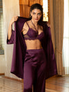 Model wearing 'Élégance Artist' Plum Purple Contour Bra, by Lise Charmel (front view).