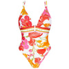 'Envolée Florale' Multicolour Crossover Back Swimsuit, by Lise Charmel (pack shot, front view).