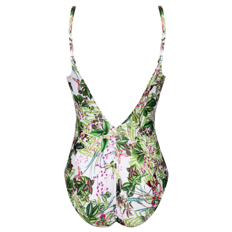 Lise Charmel 'Envolee Tropicale' Full Cup Underwired Swimsuit in Lumiere Tropicale (Green, White & Pink)