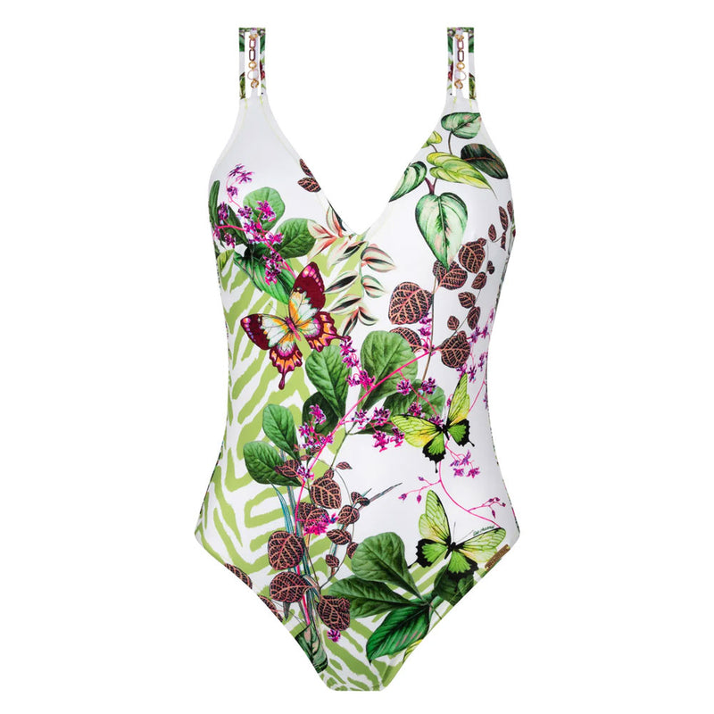 Lise Charmel 'Envolee Tropicale' Non-Underwired Swimsuit in Lumiere Tropicale (Green, White & Pink) Swimsuit Lise Charmel   