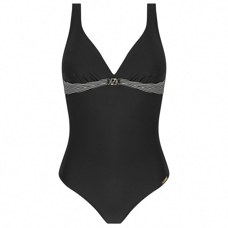 'Horizon Boréal' Black Non-Underwired Swimsuit, by Lise Charmel (pack shot, front).