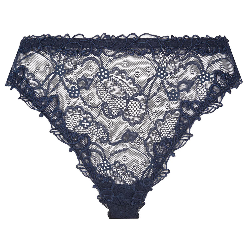 Lise Charmel 'Soir de Venise' Midnight Blue Thong (pack shot, front).