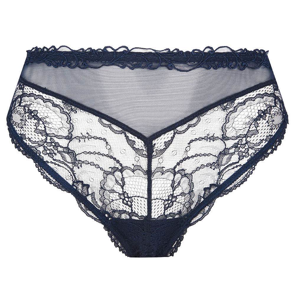 Lise Charmel 'Soir de Venise' Midnight Blue Full/High Waist Brief (pack shot, front).