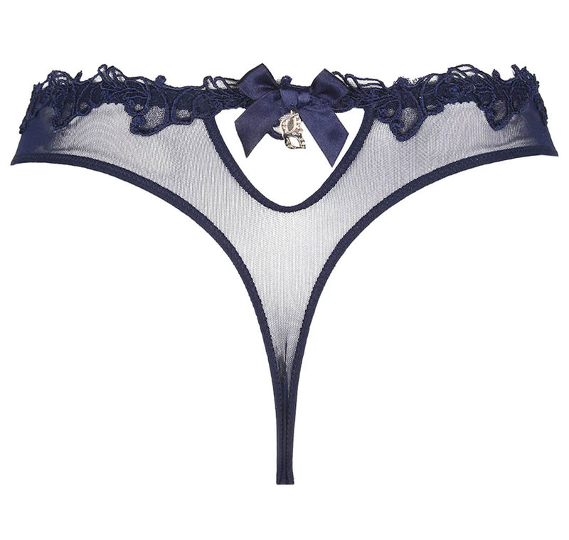 Lise Charmel 'Soir de Venise' Midnight Blue Luxury Thong (pack shot, back).