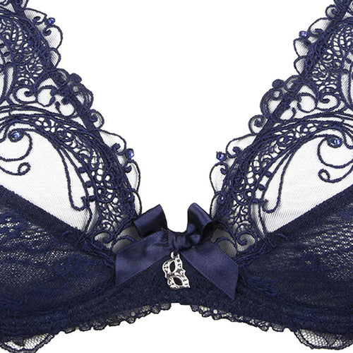 Lise Charmel 'Soir de Venise' Midnight Blue Glam Triangle Bra (pack shot, front detail).