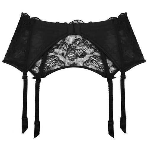 Lise Charmel 'Soir de Venise' Black Suspender Belt (pack shot, black).