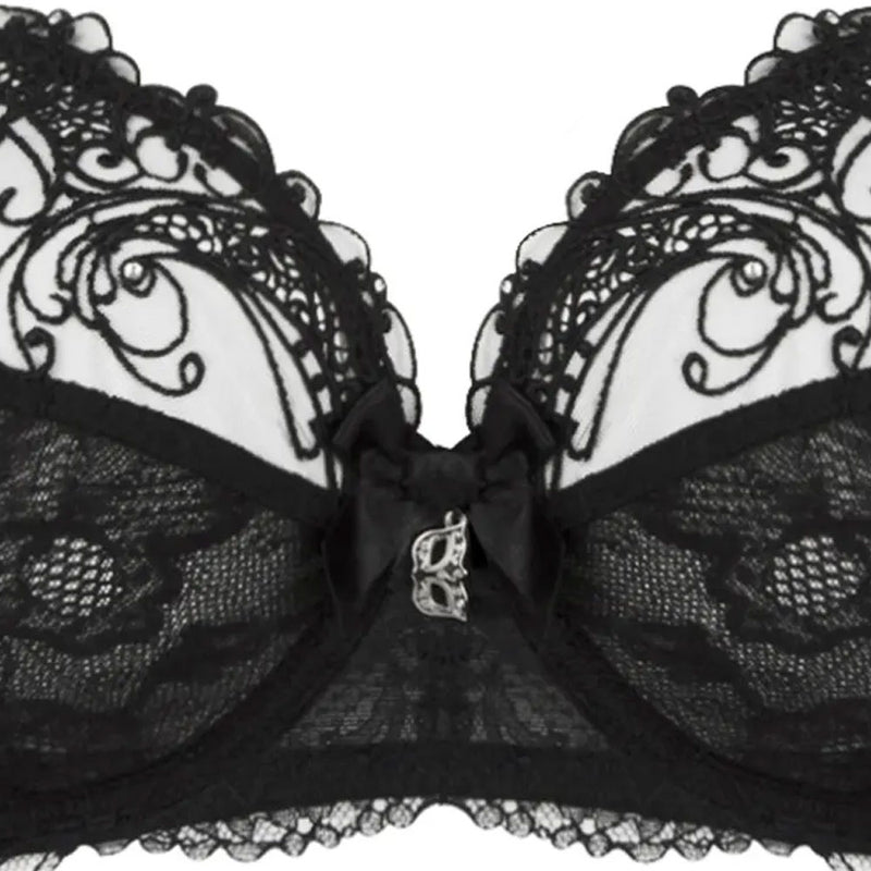 Lise Charmel 'Soir de Venise' Black Full Cup Bra (pack shot, front detail).