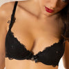 Model wearing Lise Charmel 'Soir de Venise' Black Padded Plunge Bra.