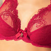 Model wearing Lise Charmel 'Soir de Venise' Red Glam Triangle Bra (detail)..