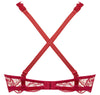 Lise Charmel 'Soir de Venise' Red Glam Triangle Bra worn crossed at the back (pack shot, back).