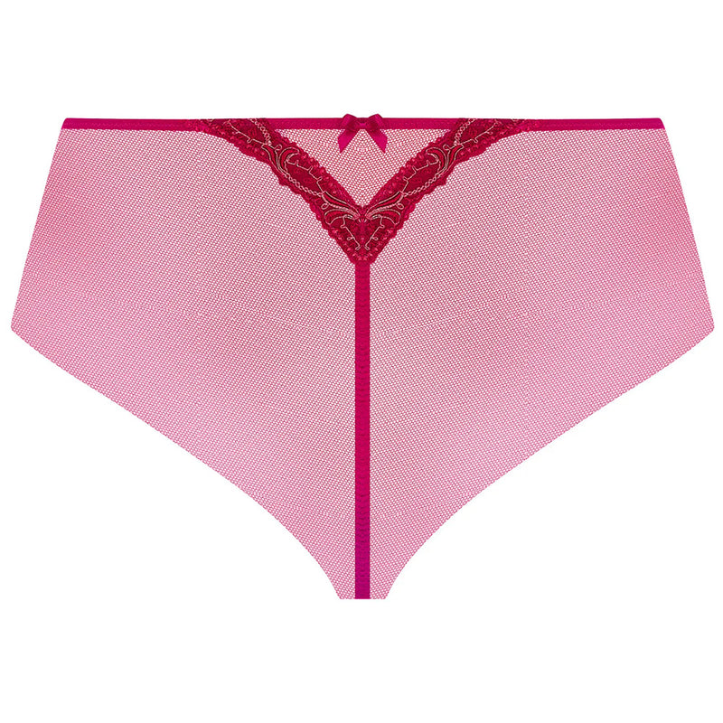 'Splendeur Soie' Raspberry Pink Silk Shorty, by Lise Charmel (pack shot, back view).