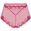 'Splendeur Soie' Raspberry Pink Silk High-Waisted Shorty, by Lise Charmel (pack shot, back view).