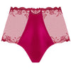 'Splendeur Soie' Raspberry Pink Silk High-Waisted Shorty, by Lise Charmel (pack shot, front view).
